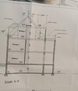 Querschnitt Querschnitt mit nachträglich ausgebautem Dachgiebel